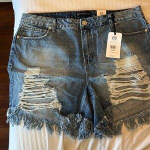 Ripped Denim Shorts